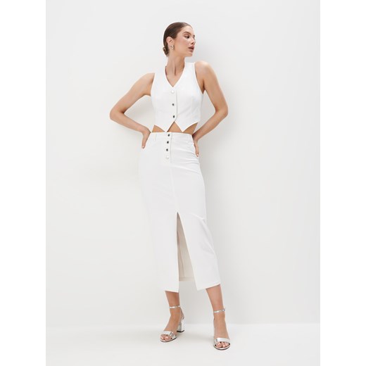 Mohito - Jeansowa spódnica midi - biały ze sklepu Mohito w kategorii Spódnice - zdjęcie 172282035