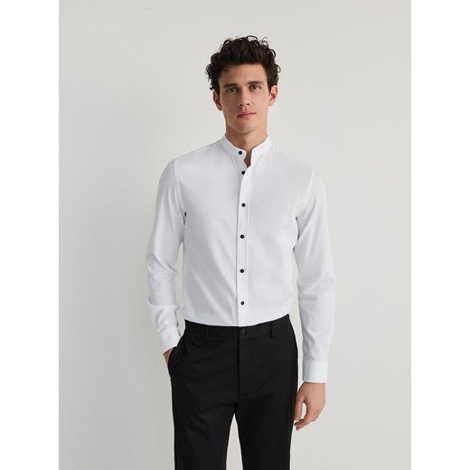 Reserved - Koszula super slim fit ze stójką - biały ze sklepu Reserved w kategorii Koszule męskie - zdjęcie 172283169