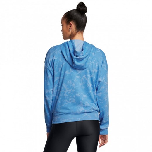 Damska bluza treningowa nierozpinana z kapturem Under Armour Project Rock Terry Underground Hoodie - niebieska ze sklepu Sportstylestory.com w kategorii Bluzy damskie - zdjęcie 172284109