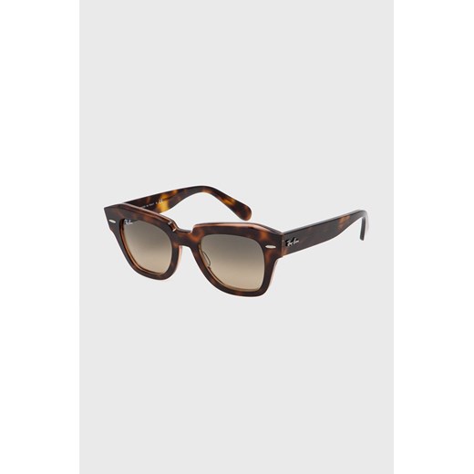 Ray-Ban okulary przeciwsłoneczne STATE STREET damskie kolor brązowy 0RB2186 49 promocyjna cena PRM