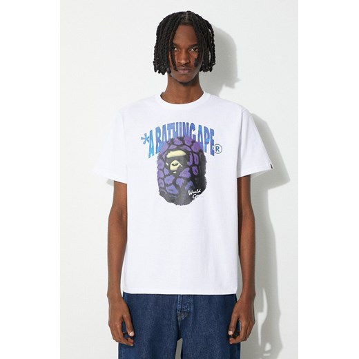 A Bathing Ape t-shirt bawełniany Fur Ape Head Tee męski kolor biały z nadrukiem 1J80110043 ze sklepu PRM w kategorii T-shirty męskie - zdjęcie 172285158
