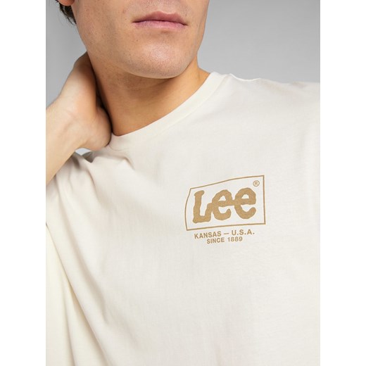 T-shirt męski Lee biały z krótkimi rękawami bawełniany 