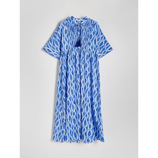 Reserved - Bawełniana sukienka - niebieski ze sklepu Reserved w kategorii Sukienki - zdjęcie 172290416