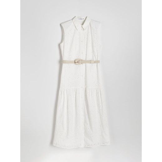 Reserved - Sukienka z paskiem - biały ze sklepu Reserved w kategorii Sukienki - zdjęcie 172290975