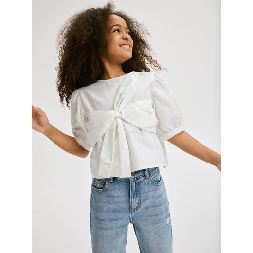 Reserved - Koszula z wiązaniem - biały ze sklepu Reserved w kategorii Bluzki dziewczęce - zdjęcie 172291068