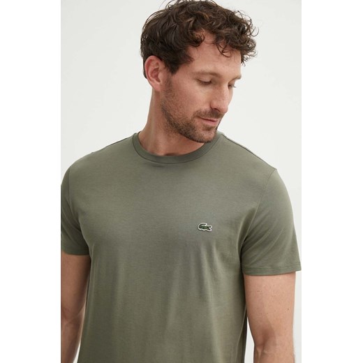 Lacoste t-shirt bawełniany kolor zielony gładki TH6709-001. ze sklepu ANSWEAR.com w kategorii T-shirty męskie - zdjęcie 172291279