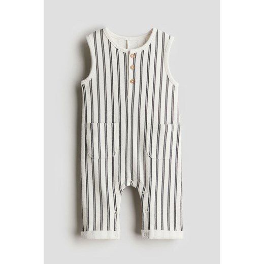H & M - Bawełniany kombinezon we wzory - Biały ze sklepu H&M w kategorii Odzież dla niemowląt - zdjęcie 172292368