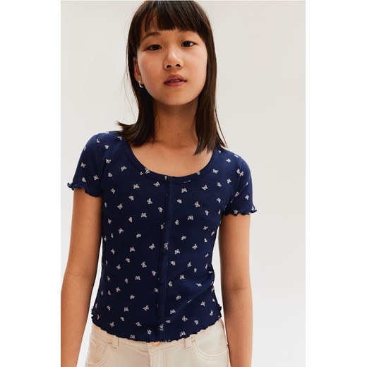 H & M - T-shirt w prążki - Niebieski ze sklepu H&M w kategorii Bluzki dziewczęce - zdjęcie 172292396