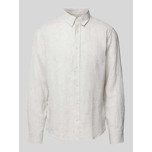 Koszula lniana o kroju slim fit z kołnierzykiem typu kent model ‘SPENSER’ ze sklepu Peek&Cloppenburg  w kategorii Koszule męskie - zdjęcie 172292516