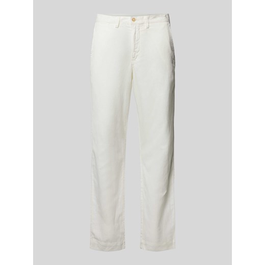 Spodnie o kroju straight fit z mieszanki lnu i bawełny ze sklepu Peek&Cloppenburg  w kategorii Spodnie męskie - zdjęcie 172293109