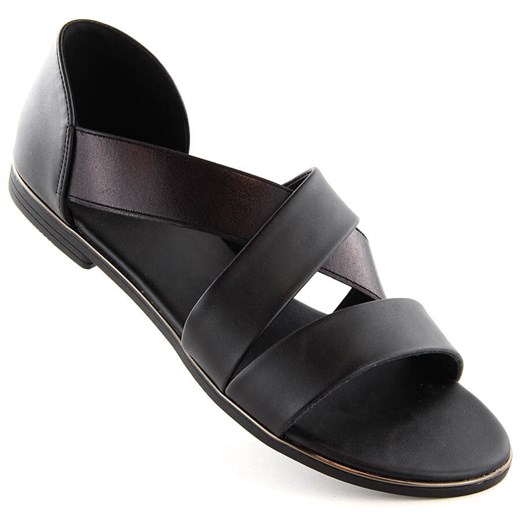 Sandały damskie wsuwane z gumką czarne Jezzi 3882 ze sklepu ButyModne.pl w kategorii Sandały damskie - zdjęcie 172293238