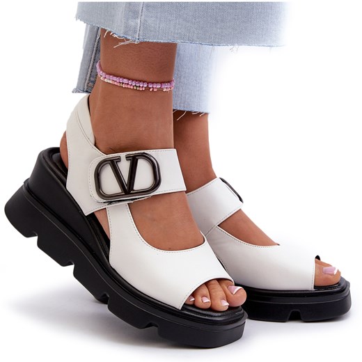 Sandały damskie Vinceza eleganckie białe na platformie 