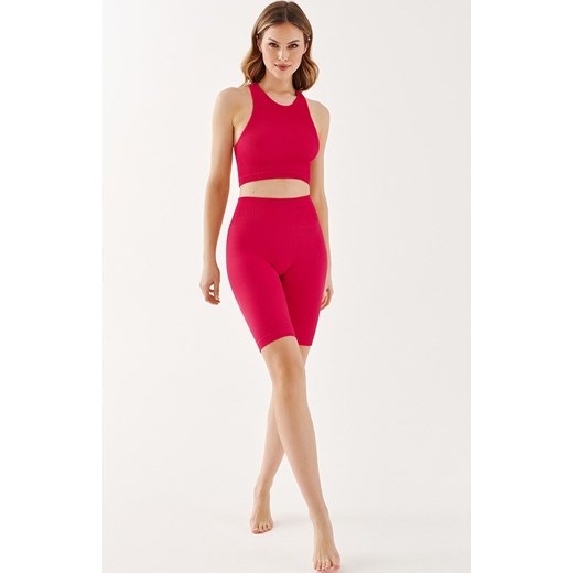 Prążkowane kolarki damskie malinowe Rib 1205, Kolor malinowy, Rozmiar L/XL, Gabriella ze sklepu Intymna w kategorii Szorty - zdjęcie 172294469