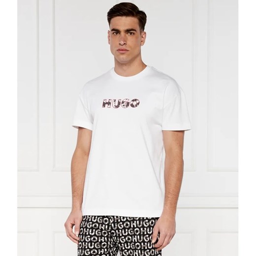 T-shirt męski Hugo Boss z napisem z krótkimi rękawami 