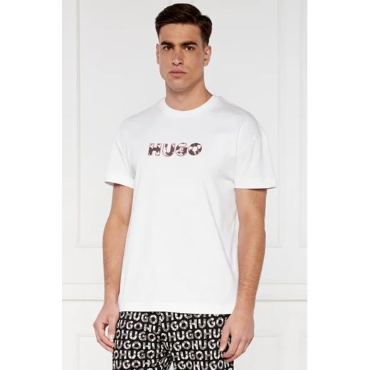 T-shirt męski Hugo Boss biały z napisem 