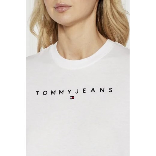 Tommy Jeans bluzka damska z krótkimi rękawami biała z okrągłym dekoltem 