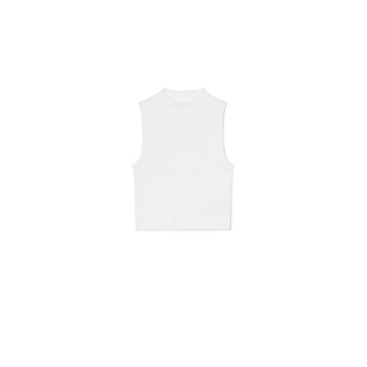 Cropp - Biała koszulka ze stójką - biały ze sklepu Cropp w kategorii Bluzki damskie - zdjęcie 172299926