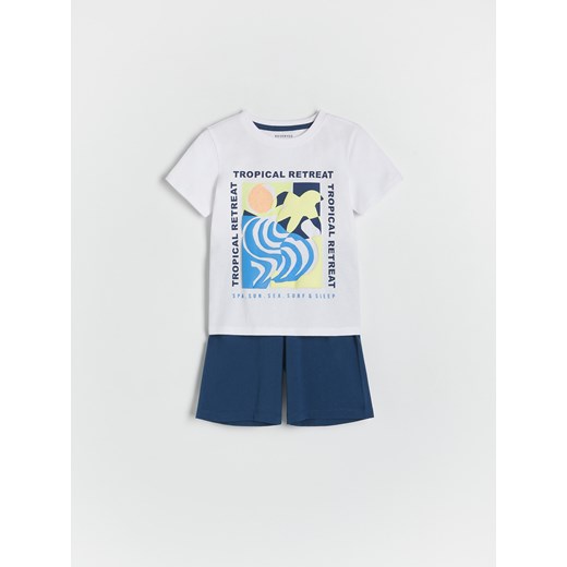 Reserved - Bawełniana piżama z nadrukiem - biały ze sklepu Reserved w kategorii Piżamy dziecięce - zdjęcie 172300748