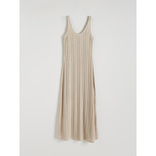 Reserved - Dzianinowa sukienka maxi z metalizowaną nitką - beżowy ze sklepu Reserved w kategorii Sukienki - zdjęcie 172301045