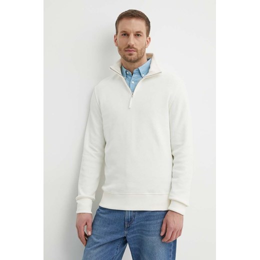 Gant sweter bawełniany kolor beżowy lekki z półgolfem ze sklepu ANSWEAR.com w kategorii Swetry męskie - zdjęcie 172301639