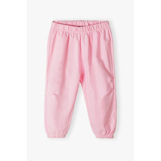 Dzianinowe bawełniane spodnie dresowe dla niemowlaka - różowe - 5.10.15. ze sklepu 5.10.15 w kategorii Spodnie i półśpiochy - zdjęcie 172301915