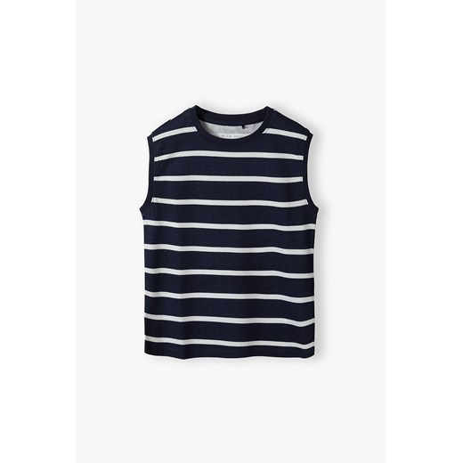 Bawełniana bluzka na lato - granatowa w paski - Lincoln&Sharks ze sklepu 5.10.15 w kategorii T-shirty chłopięce - zdjęcie 172302008