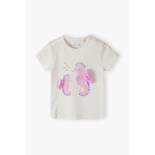 T-shirt niemowlęcy z konikami morskimi - ecru - 5.10.15. ze sklepu 5.10.15 w kategorii Kaftaniki i bluzki - zdjęcie 172302018