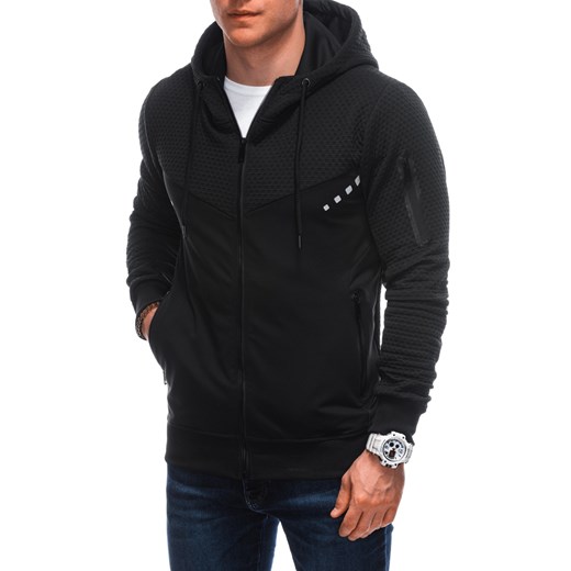 Bluza męska z kapturem 1668B - czarna ze sklepu Edoti w kategorii Bluzy męskie - zdjęcie 172302568