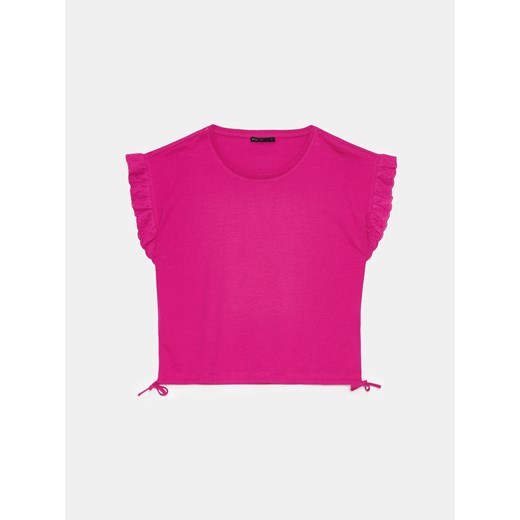 Mohito - Bawełniany różowy t-shirt - mocny różowy ze sklepu Mohito w kategorii Bluzki damskie - zdjęcie 172302798