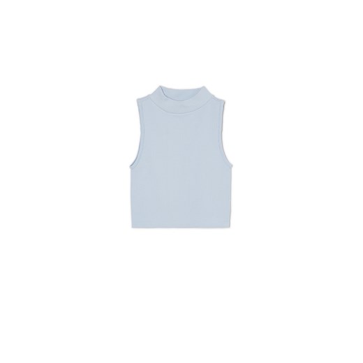 Cropp - Jasnoniebieska koszulka ze stójką - błękitny ze sklepu Cropp w kategorii Bluzki damskie - zdjęcie 172306095