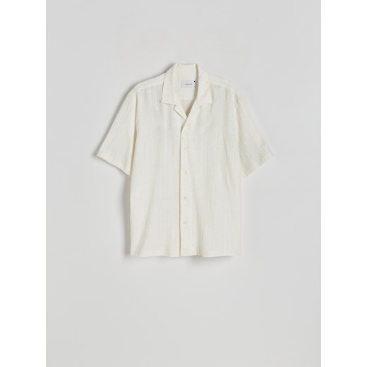 Reserved - Koszula ze struktralnej tkaniny - beżowy ze sklepu Reserved w kategorii Koszule męskie - zdjęcie 172306456