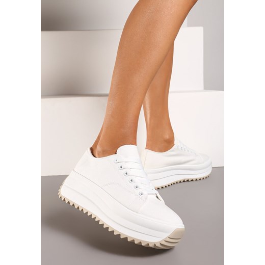 Buty sportowe damskie Renee sneakersy na wiosnę białe na platformie 
