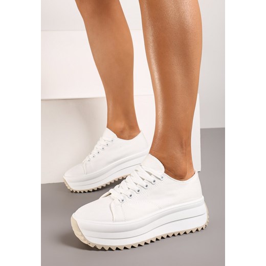 Buty sportowe damskie Renee sneakersy sznurowane białe na platformie 