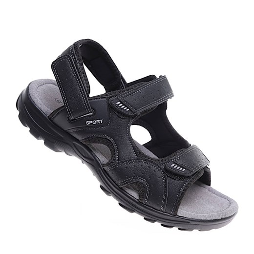 Czarne męskie sandały na rzepy /D3-3 16153 S435/ ze sklepu Pantofelek24.pl w kategorii Sandały męskie - zdjęcie 172307826