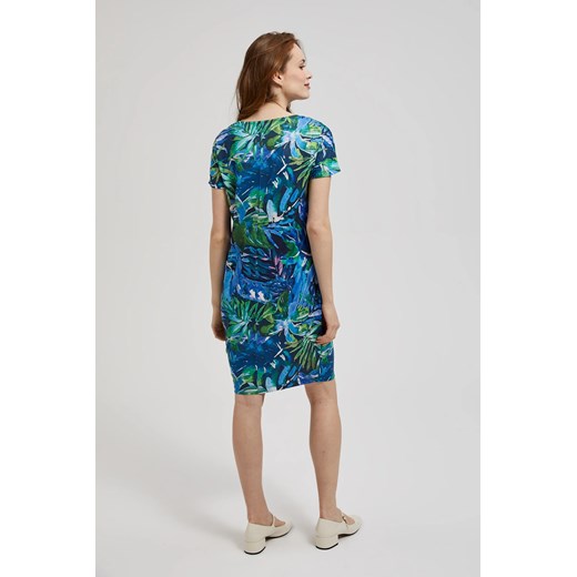 Sukienka w tropikalny wzór niebieska 40 Moodo.pl