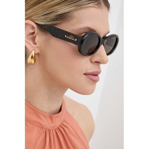 Gucci okulary przeciwsłoneczne damskie kolor brązowy ze sklepu ANSWEAR.com w kategorii Okulary przeciwsłoneczne damskie - zdjęcie 172308769
