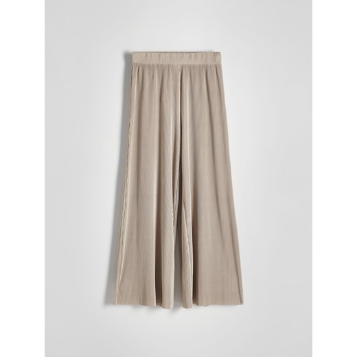 Reserved - Plisowane spodnie wide leg - beżowy ze sklepu Reserved w kategorii Spodnie damskie - zdjęcie 172310919