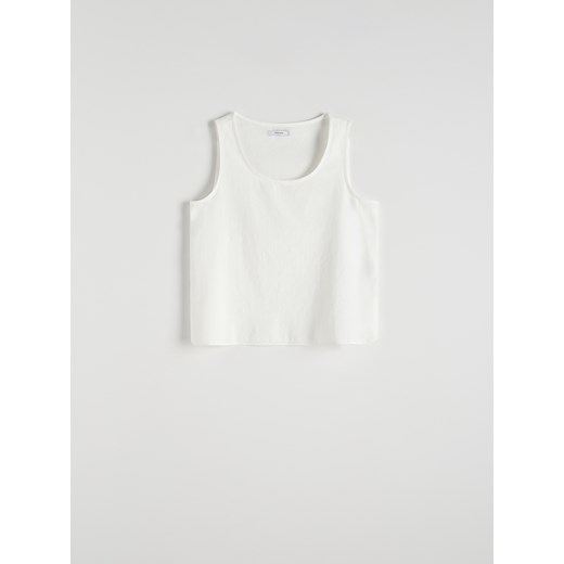 Reserved - Gładki top - złamana biel ze sklepu Reserved w kategorii Bluzki damskie - zdjęcie 172311025