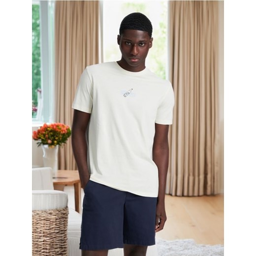 Sinsay - Koszulka bawełniana - kremowy ze sklepu Sinsay w kategorii T-shirty męskie - zdjęcie 172312218