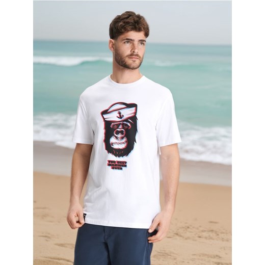 Sinsay - Koszulka z nadrukiem - biały ze sklepu Sinsay w kategorii T-shirty męskie - zdjęcie 172312226