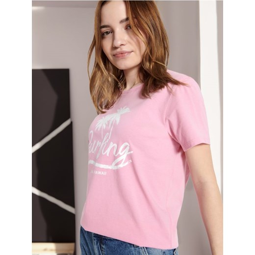 Sinsay - Koszulka z nadrukiem - różowy ze sklepu Sinsay w kategorii Bluzki damskie - zdjęcie 172312339