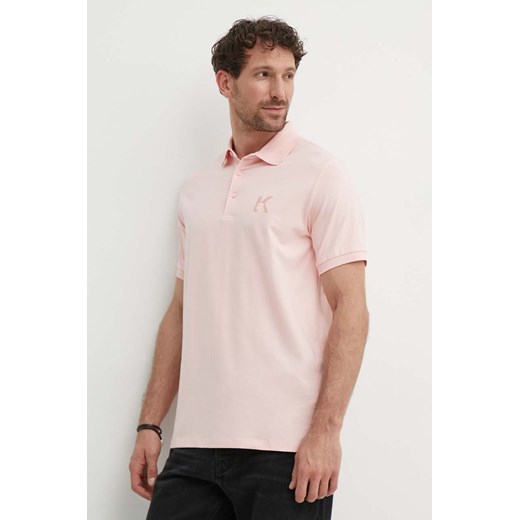 Karl Lagerfeld polo męski kolor różowy gładki 542221.745890 ze sklepu ANSWEAR.com w kategorii T-shirty męskie - zdjęcie 172315055
