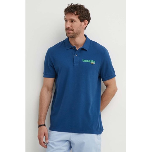 Lacoste polo bawełniane kolor niebieski z nadrukiem ze sklepu ANSWEAR.com w kategorii T-shirty męskie - zdjęcie 172315065