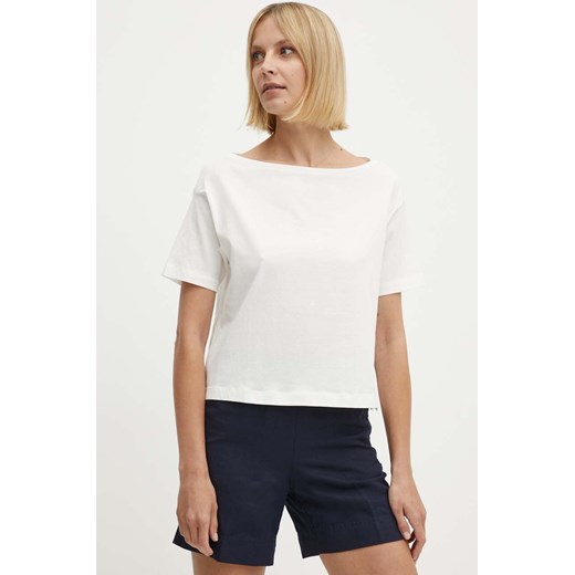 Sisley t-shirt bawełniany damski kolor beżowy ze sklepu ANSWEAR.com w kategorii Bluzki damskie - zdjęcie 172315247