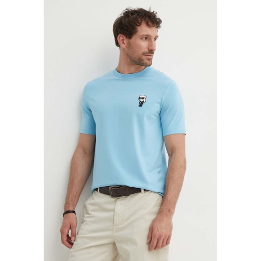 Karl Lagerfeld t-shirt męski kolor niebieski z aplikacją 542221.755027 ze sklepu ANSWEAR.com w kategorii T-shirty męskie - zdjęcie 172315437