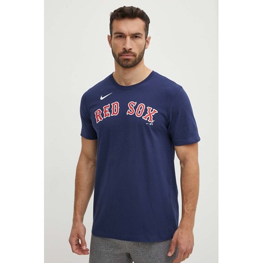 Nike t-shirt bawełniany Boston Red Sox męski kolor granatowy z nadrukiem ze sklepu ANSWEAR.com w kategorii T-shirty męskie - zdjęcie 172315519