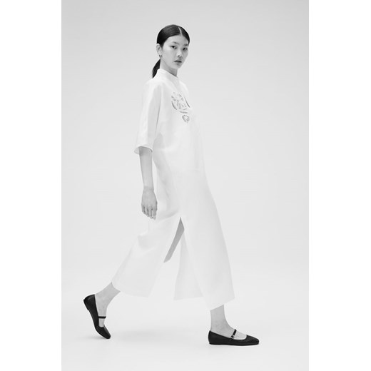 H & M - Tunikowa sukienka z haftem angielskim - Biały H & M XL H&M