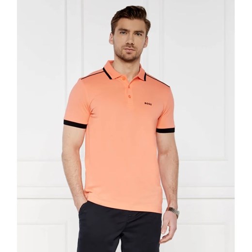 T-shirt męski pomarańczowa BOSS HUGO casualowy z krótkim rękawem 