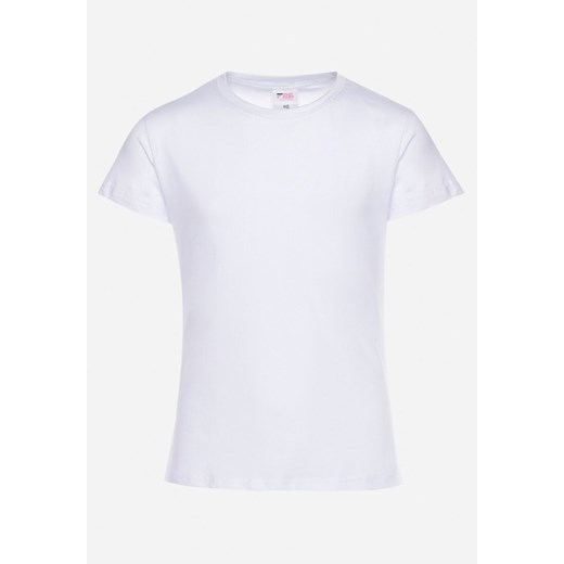Biała Koszulka T-shirt z Elastycznej Bawełny Ellain ze sklepu Born2be Odzież w kategorii T-shirty chłopięce - zdjęcie 172318097