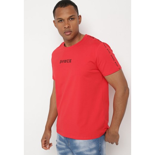 Czerwona Bawełniana Koszulka T-shirt z Nadrukiem Dorolia M wyprzedaż Born2be Odzież